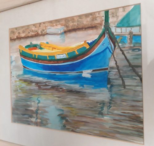 Carol W, Maltese fishing boat, watercolour.